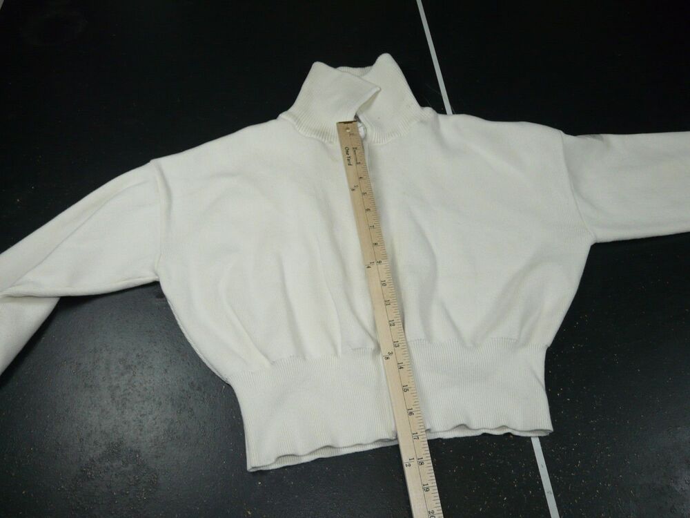 ALO Scholar Knit Cropped Full Zip Jacket Ivory Women's Small Foldable Collar - Picture 16 of 16